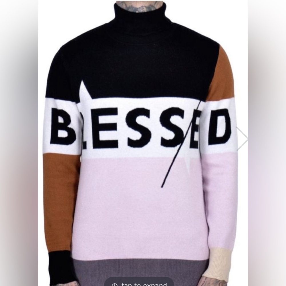 The Hideout clothing  Blessed Knit Distressed Tips Turtleneck UNISEX  size M